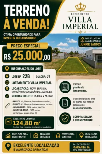 Vendo Terreno ao Lado da Casa de Júnior Santos