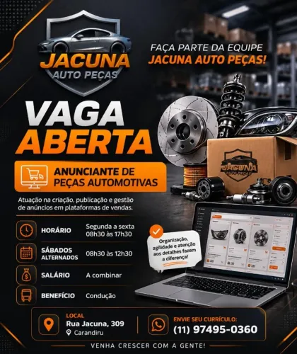 Anunciante de Peças Automotivas em Plataformas de Vendas (Bling, ML e Tray)