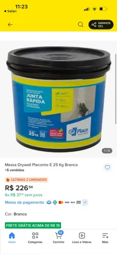 Massa para junta de Drywall