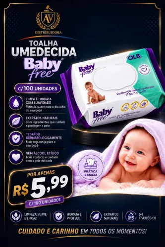 ? TOALHA UMEDECIDA BABY FREE - 100 UNIDADES ?