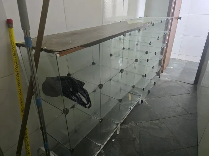 Balcão de vidro expositor para lojas, armarinhos