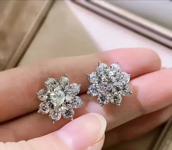 Par de brincos Moissanites 3 CT Prata 925 esterlina
