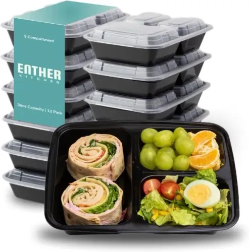 Recipiente Bento com tampa e divisórias - Kit