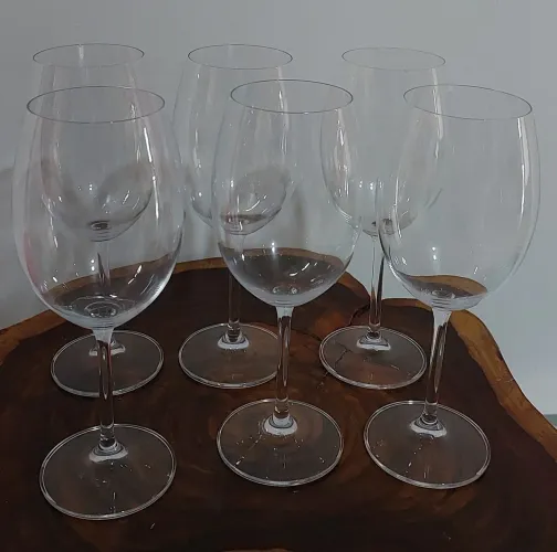 JOGO 6 taças cristal Bohemia para vinho linha Colibri