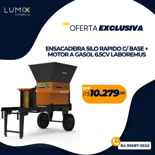 ENSACADEIRA SILO RAPIDO C/ BASE +  MOTOR A GASOL 6.5CV LABOREMUS