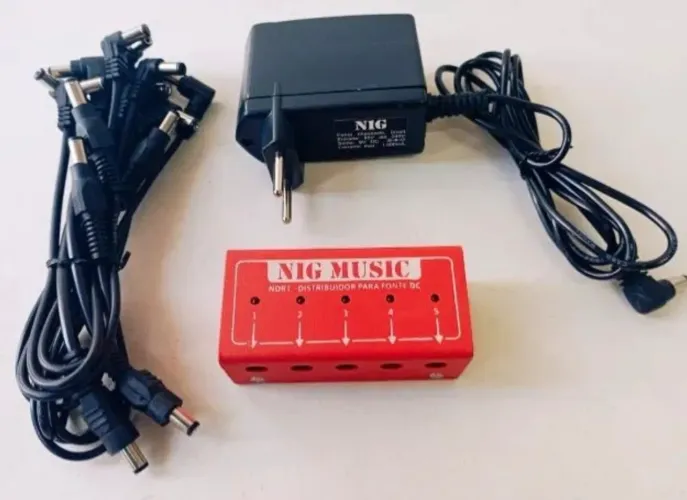 NIG Music - Fonte para Pedais + Daisy Chain 5 Saídas - Completa