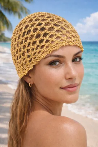 headpiece crochê touca Look Praia 100% artesanal