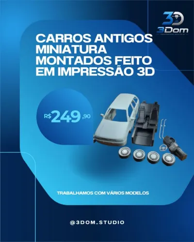 CARROS ANTIGOS MINIATURA MONTADOS FEITOS EM IMPRESSÃO 3D