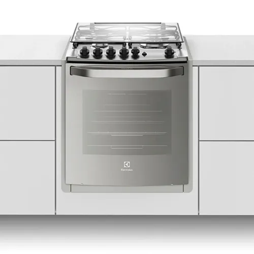 Fogão 4 bocas eletrolux prata automático com grill e tripla tipo de conexão