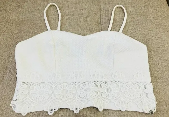 CROPPED E BLUSA - COR BRANCA RENDADA