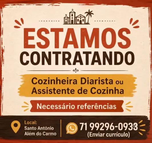 Cozinheira, assistente de cozinha e garçonete