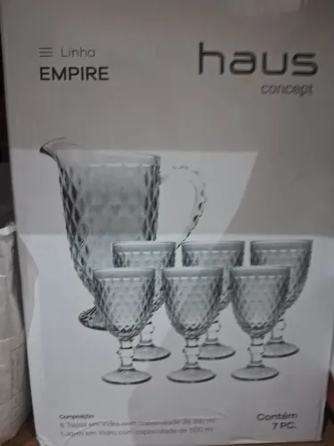 Jogo de Taças com Jarra de Vidro da Linha Empire