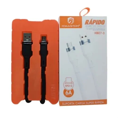 Cabo USB para tipo-C trançado 6A (cabo 1 metro)