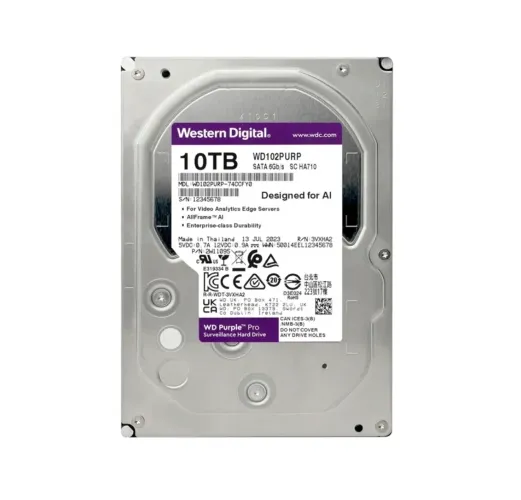 Hd WD Purple Surveillance, 10tb, 3.5", 7200rpm, 512mb, Sata 6gb/s - Wd102purp