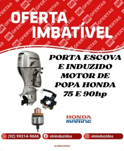INDUZIDO E PORTA ESCOVA MOTOR DE POPA HONDA<br>75 E 90hp
