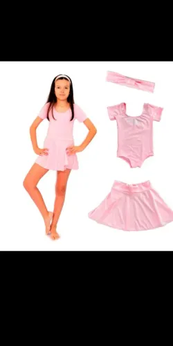 Kit Ballet 3 peças-Fauxa + Collant+ Saia - Para Bailarinas 