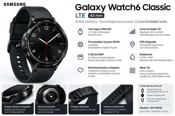 Samsung Galaxy Watch6 Classic LTE - Preto
