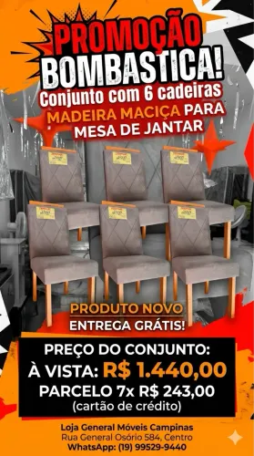 Conjunto 6 cadeiras de jantar novo entrego