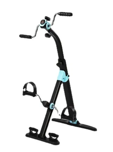 Mini Bike Ergométrica Portátil e Dobrável Fisioterapia Azul c/Preto