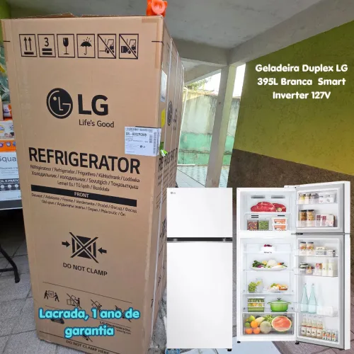 Geladeira LG Duplex 395L Frost Free Smart Inverter 127V Branca Nova Lacrada<br>