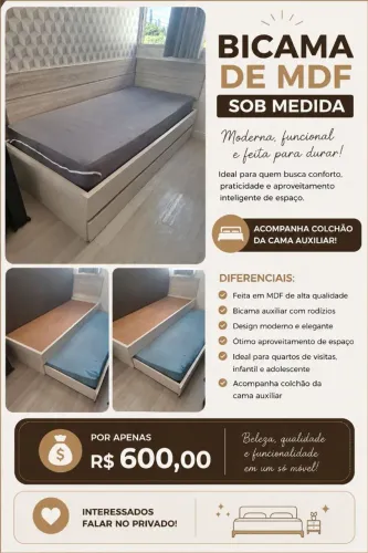 Bicama solteiro MDF