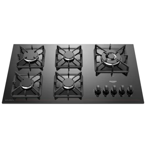 Cooktop 5 Bocas Dako Diplomata Mesa de Vidro A Gás Preto Bivolt