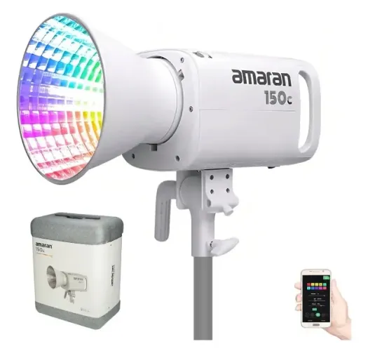 Iluminador Led Amaran 150c Rgb Luz Contínua 150w Monolight Estrutura Branco 127/220v
