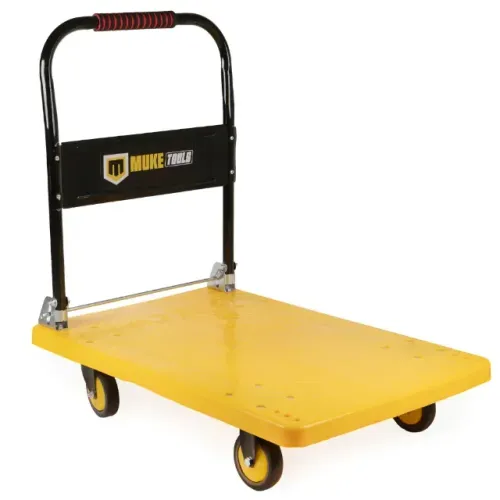 Carrinho Plataforma de Carga Dobrável 300kg em Aço Carbono com Rodas PU - Muke Tools