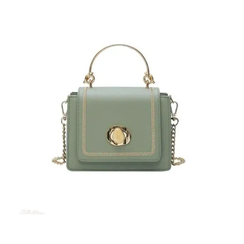 Bolsa verde e dourada com alça removível