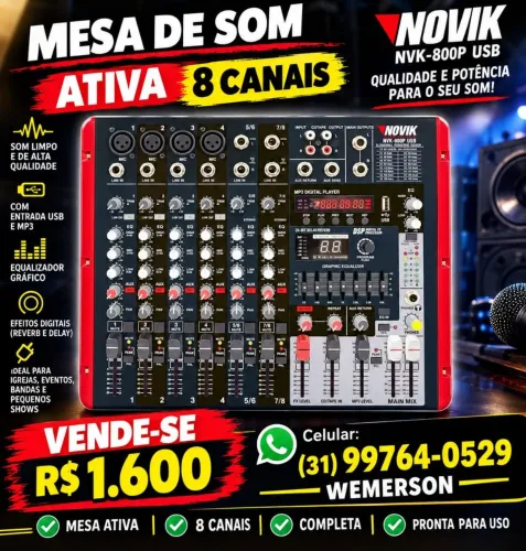 Mesa Amplificada Novik 8 Canais