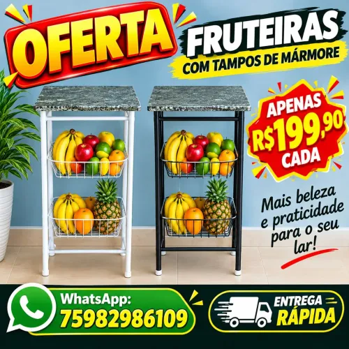 Fruteiras metálicas tampos de mármore - Cada: