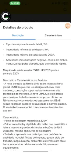 Maquina de solda esab