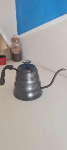 Chaleira Bico De Ganso Fino Barista Cafe C/ Termôtro 1.2 L Preta