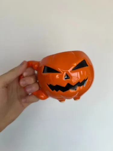 Caneca Abóbora Halloween 3D 500ml Cerâmica