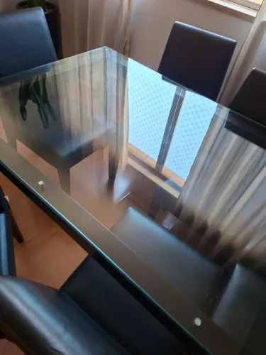 Conjunto mesa de jantar 6 lugares tok stok, E 6 Cadeira em couro madeira 