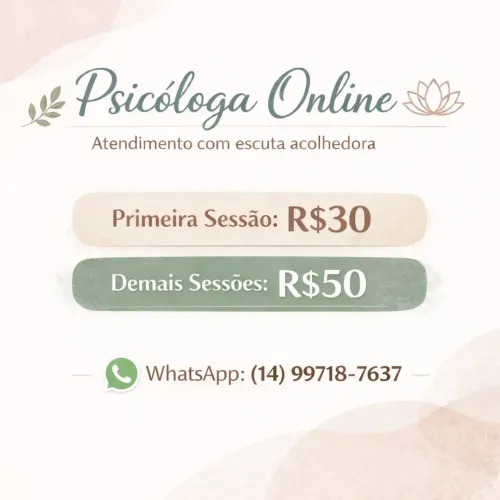 Psicóloga Online | Primeira sessão R$30 | Atendimento acessível