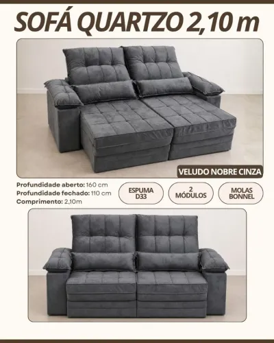 Sofá Quartzo de 2.10 com molas ensacadas
