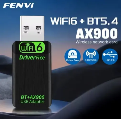 Adaptador USB Wi-Fi 6 AX900 Bluetooth 5.4 Dual Band 900Mbps