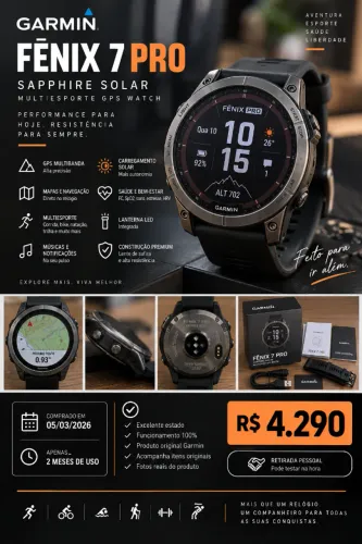 Garmin Fênix 7 Pro Sapphire Solar - Pouco Uso - Excelente Estado