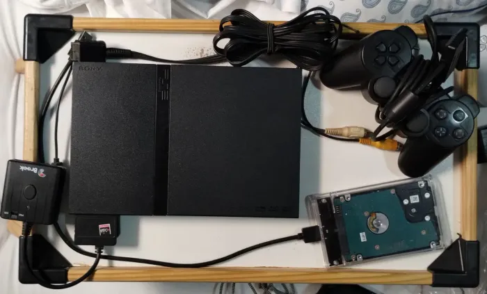 PS2 Slim com HD de 1 TERA 500 JOGOS+ ADAPTADOR para controle de PS5 e um CONTROLE PS2