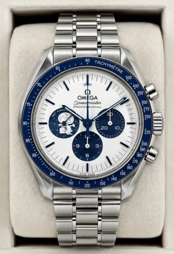 Relógio Omega Speedmaster Snoopy Azul aço Automático super premium