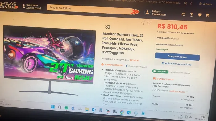 Monitor gamer 27? 165hz