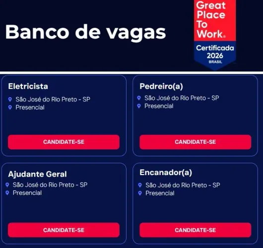 Vagas de Emprego Construção