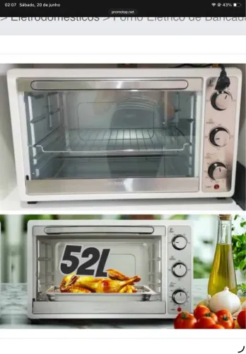 Forno Elétrico de Bancada Multifuncional Mondial - 52L Branco Grand Family II FR-52-W
