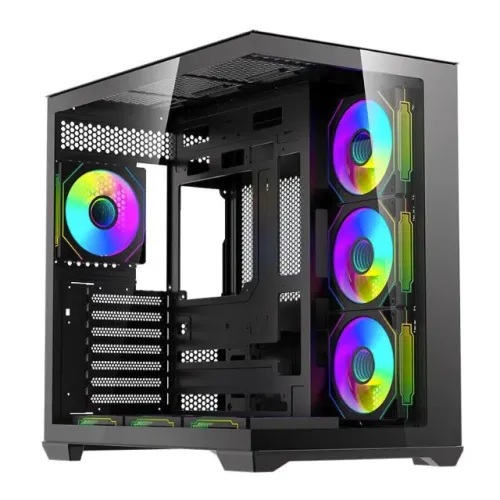Gabinete Gamer Aigo DarkFlash C280, Mid-Tower, Vidro, Com 7 fans, ARGB, Preto, 12x 35.10