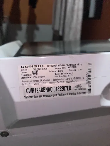 Máquina de Lavar Consul 12kg 220V - CWH12A (Para conserto ou peças)