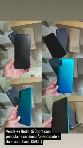 Smartphone Redimi 9i Sport com 2 capinhas + carregador (Usado e em excelentes condições)