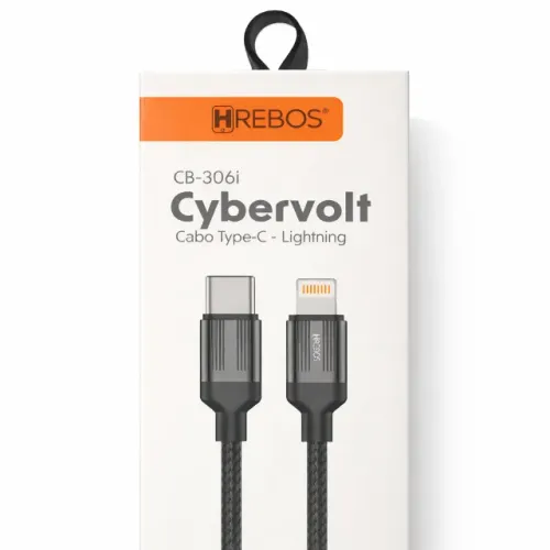 Cabo Type-C para Lightning Hrebos CB-306I 3.1A 1,2m Carregamento Rápido iPhone pode retira