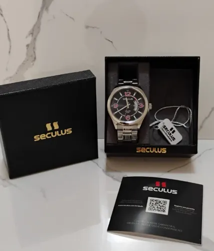 Relógio Seculus R23647GN02 - Pulseira Aço A Prova D'água 50 mts