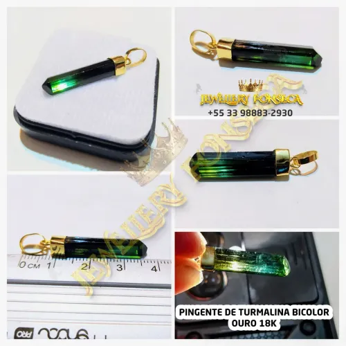 Pingente em Ouro 18k e Turmalina Tricolor Natural